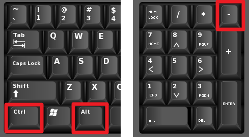 Комбинация кнопок Ctrl+Alt+ «минус»