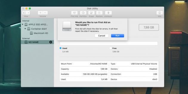 Как снять защиту с флешки или карты памяти: проверьте флешку в «Дисковой утилите» (macOS)