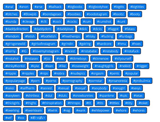 Запрещенные хештеги в Инстаграме - список