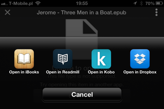 Add own books via Dropbox or Google Drive app