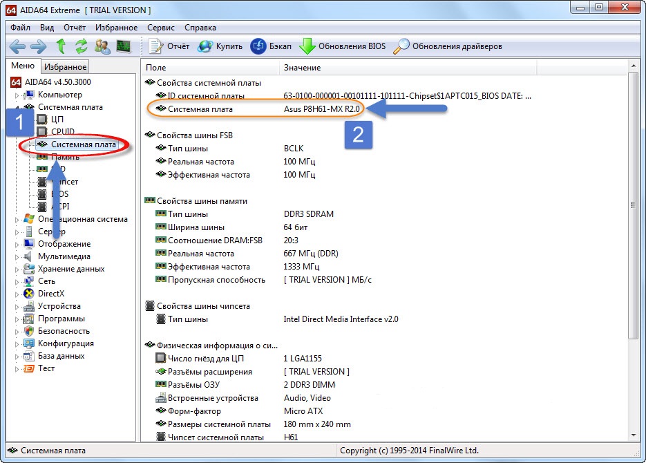AIDA64 - Модель материнской платы