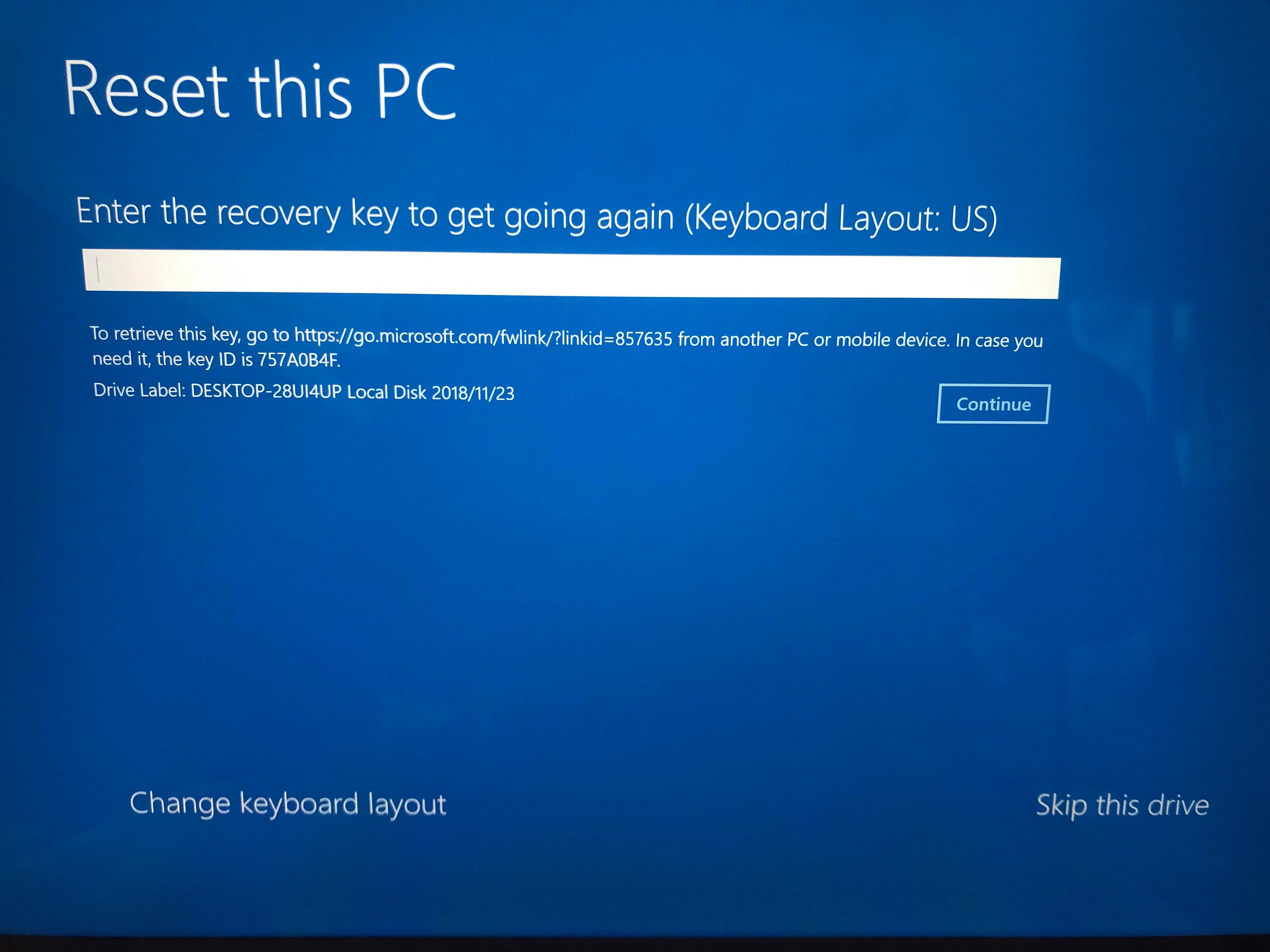 BITLOCKER Recovery Key