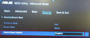 как отключить Secure Boot Control в BIOS Utility – EZ Mode