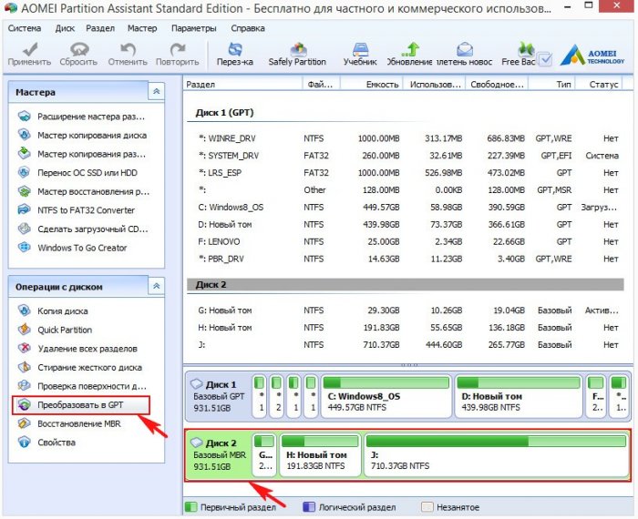 Как отформатировать gpt в ntfs