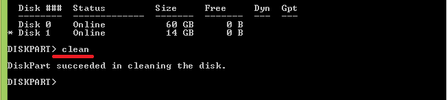 Clean disk command