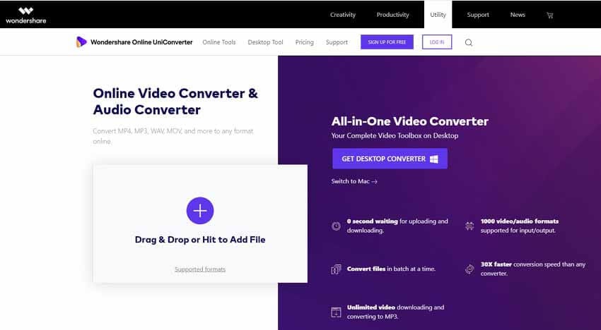 Online UniConverter (originally Media.io) Online Audio Converter