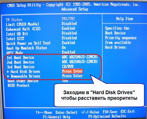Подменю Hard Disk Drives