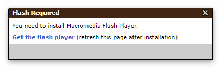 Сообщение о необходимости установки Adobe Flash Player на сервисе Midomi