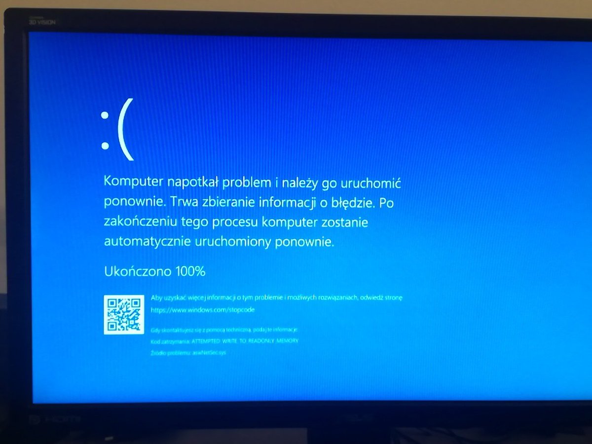 Экран перезагрузки Windows 10 синий экран