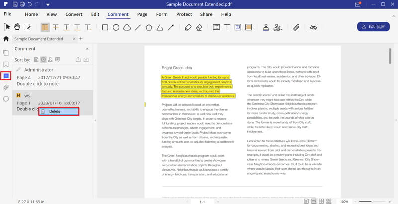 how to unhighlight text in pdf