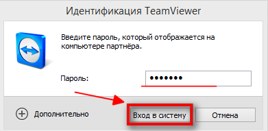 Вводим пароль для подключения к компьютеру