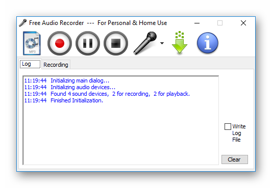 Вид Free Audio Recorder