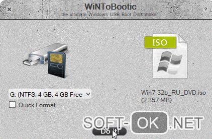 Запись Windows 7 с помощью WinToBootic 