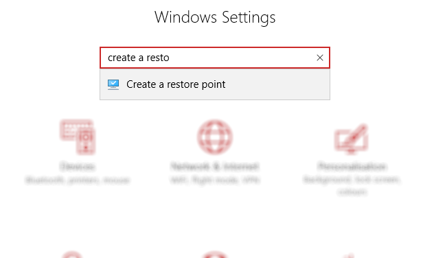 Search the Windows 10 Settings menu