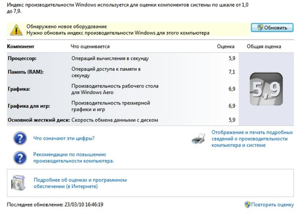 Оценка производительности виндовс 10 какая должна быть