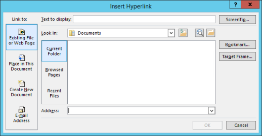 Adding a hyperlink to an existing file