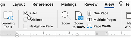 View tab > Ruler setting