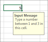 Input Message displaying for a cell