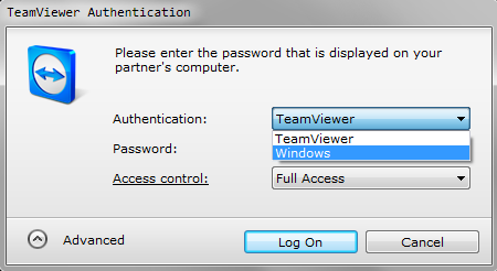 Аутентификация через Windows в TeamViewer