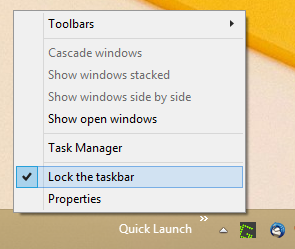 Lock the taskbar