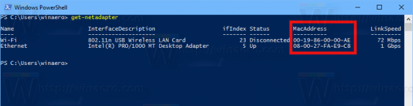 Windows 10 Find MAC Address PowerShell