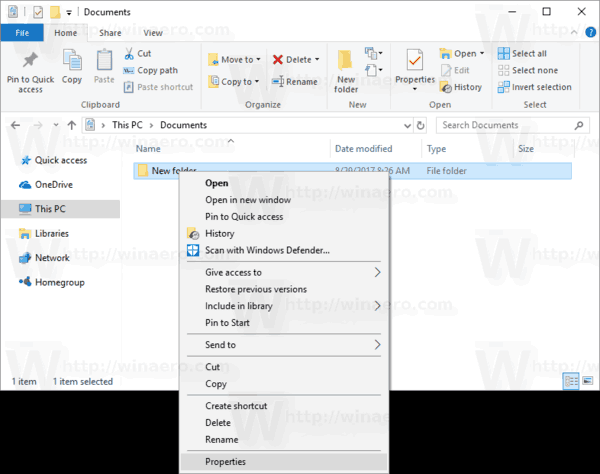 Folder Context Menu Windows 10