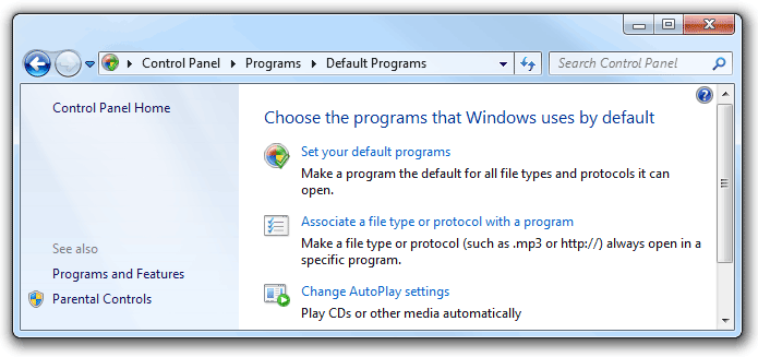 zip default programs