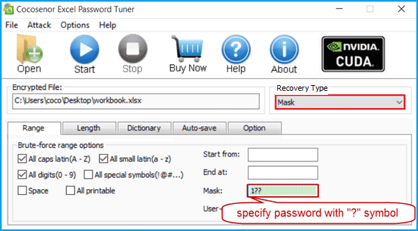 specify password with symbol
