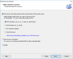 Partition Recovery Wizard - select the scanning mode 