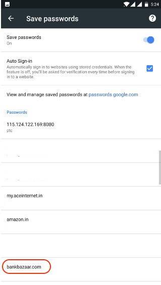 view saved password on Android