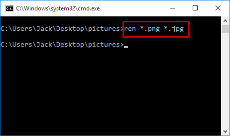 change file extension with cmd