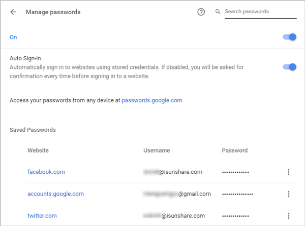find Chrome saved passwords from syncing devices