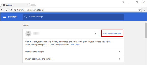 sign in to chrome with synced google account