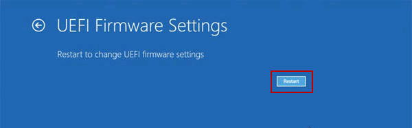 restart to change UEFI firmware settings