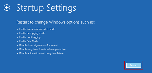 restart to enable change windows options