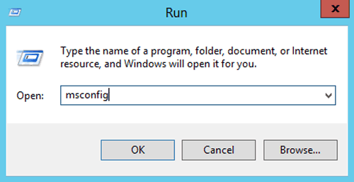 run msconfig to open windows server system configuration