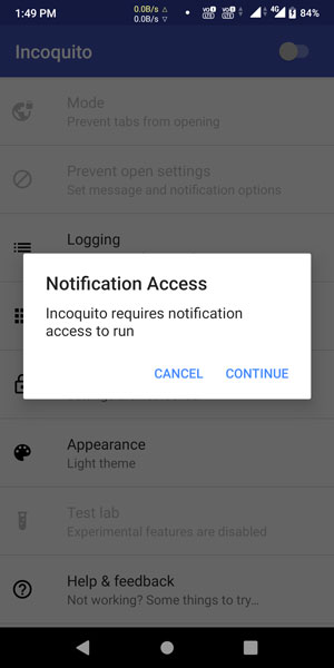 Incoquito Notification Access