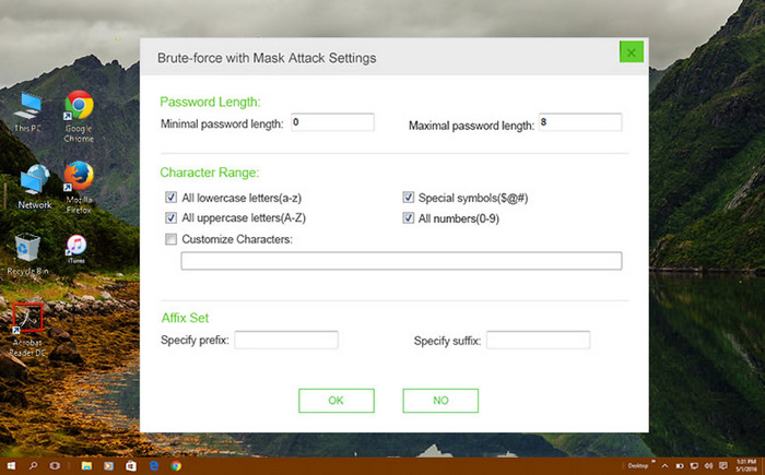 Excel Password Recovery Settings