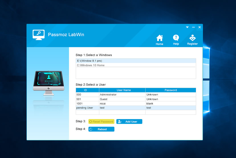 reset windows password with LabWin