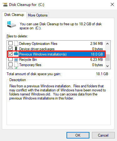 Delete Windows.old Folder after a Windows 10 Upgrade 02