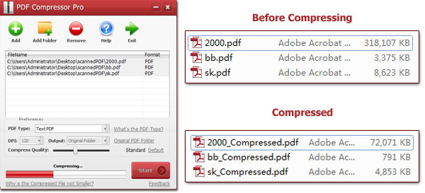 compress PDF files to small file size