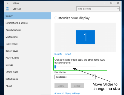 Resize icons Size in Windows 10