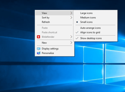 Change Desktop icon Size in Windows 10