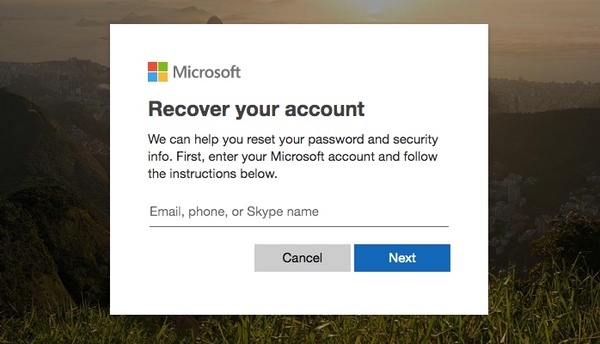 Сброс пароля с учетной записи Microsoft Live Site