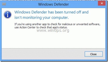 windows defender is turned off - windows 8