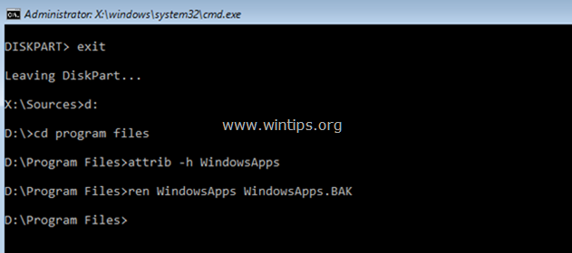 rename windowsapps from command prompt