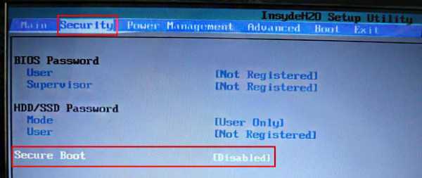 Security boot fail acer что делать